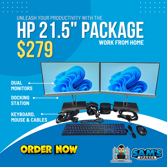 Refurbished HP 21.5" E223 Work From Home Package