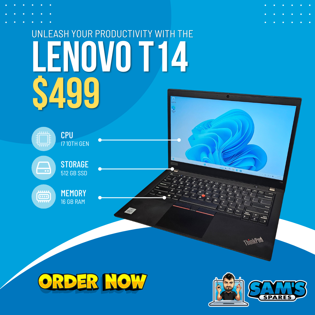 Refurbished Lenovo T14 Laptop / i7 10th Gen / 16GB / 512GB / W11 (Get One Give One)