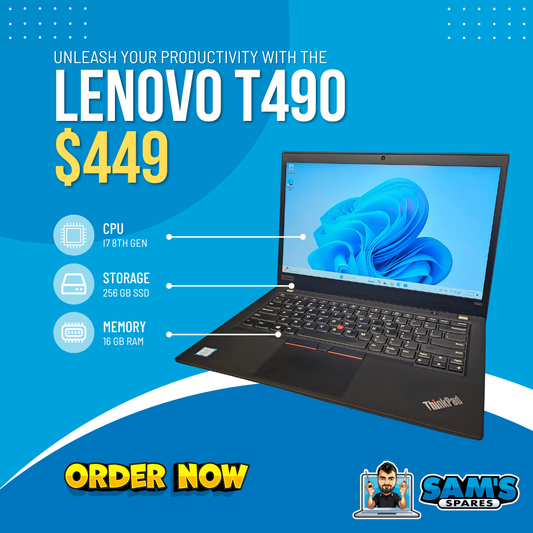 Refurbished Lenovo T490 Laptop / i7 8th Gen / 16GB / 256GB / W11  (Get One Give One)