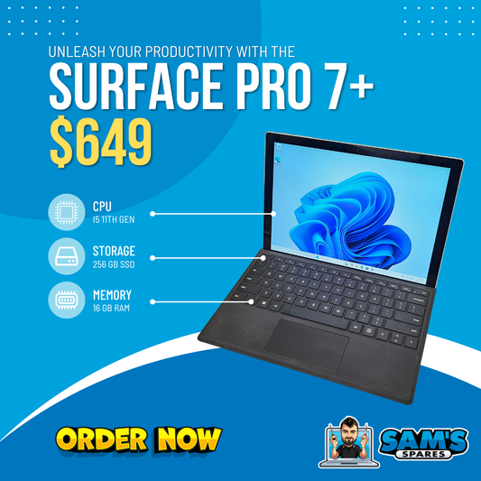 Refurbished Microsoft Surface Pro 7+ / i5 11th Gen / 16GB / 256GB / Touch / Cellular / W11 (Get One Give One)