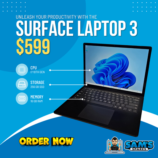 Refurbished Microsoft Surface Laptop 3 / i7 10th Gen / 16GB RAM / 256GB SSD / Touch / W11 (Get One Give One)