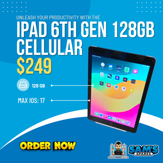 Refurbished Apple iPad / 6th Gen / 128GB / Cellular / iOS 17