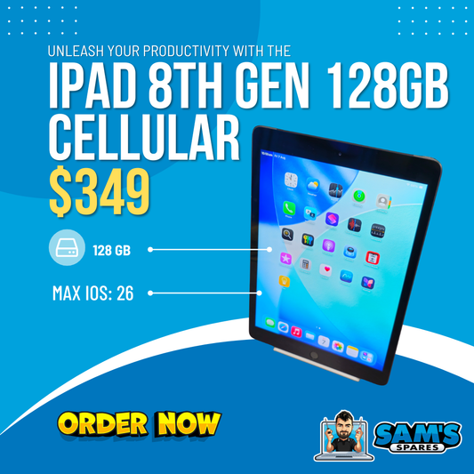 Refurbished Apple iPad / 8th Gen / 128GB / Cellular / iOS 26